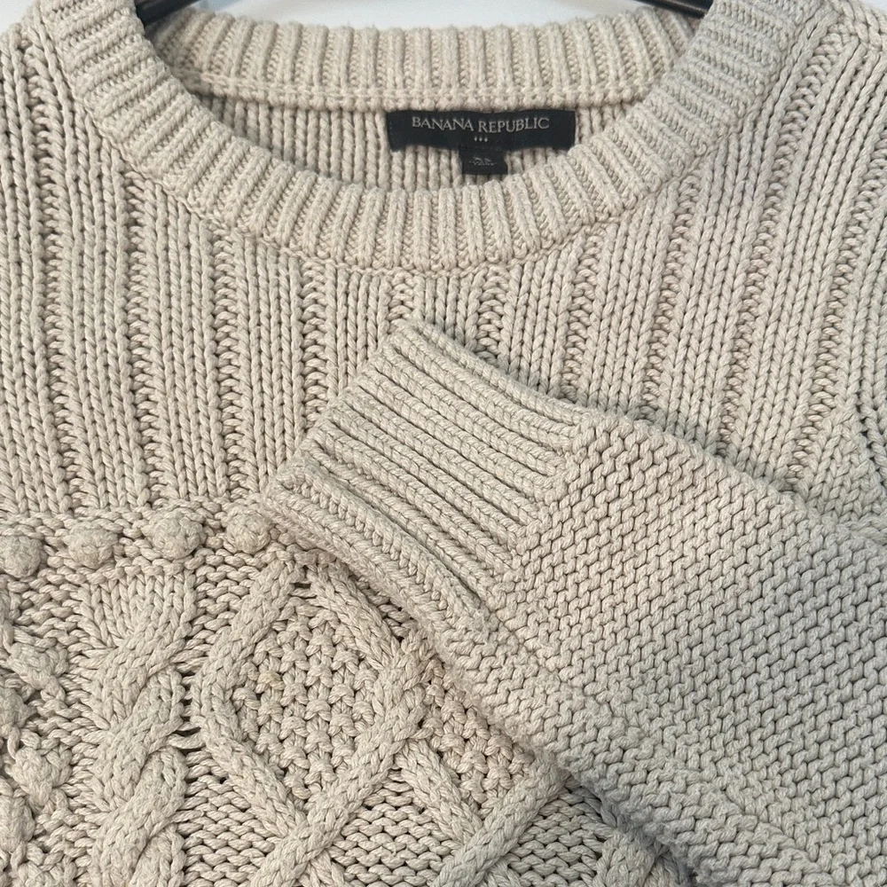 Banana Republic Beige Cable Knit Sweater XS - Picture 4 of 4